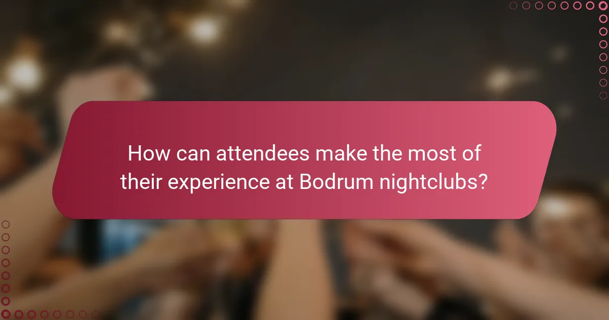 How can attendees make the most of their experience at Bodrum nightclubs?