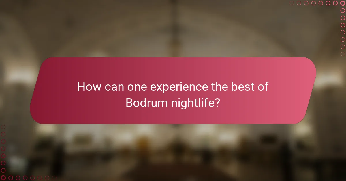How can one experience the best of Bodrum nightlife?