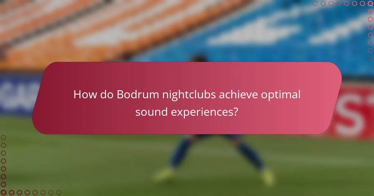 How do Bodrum nightclubs achieve optimal sound experiences?