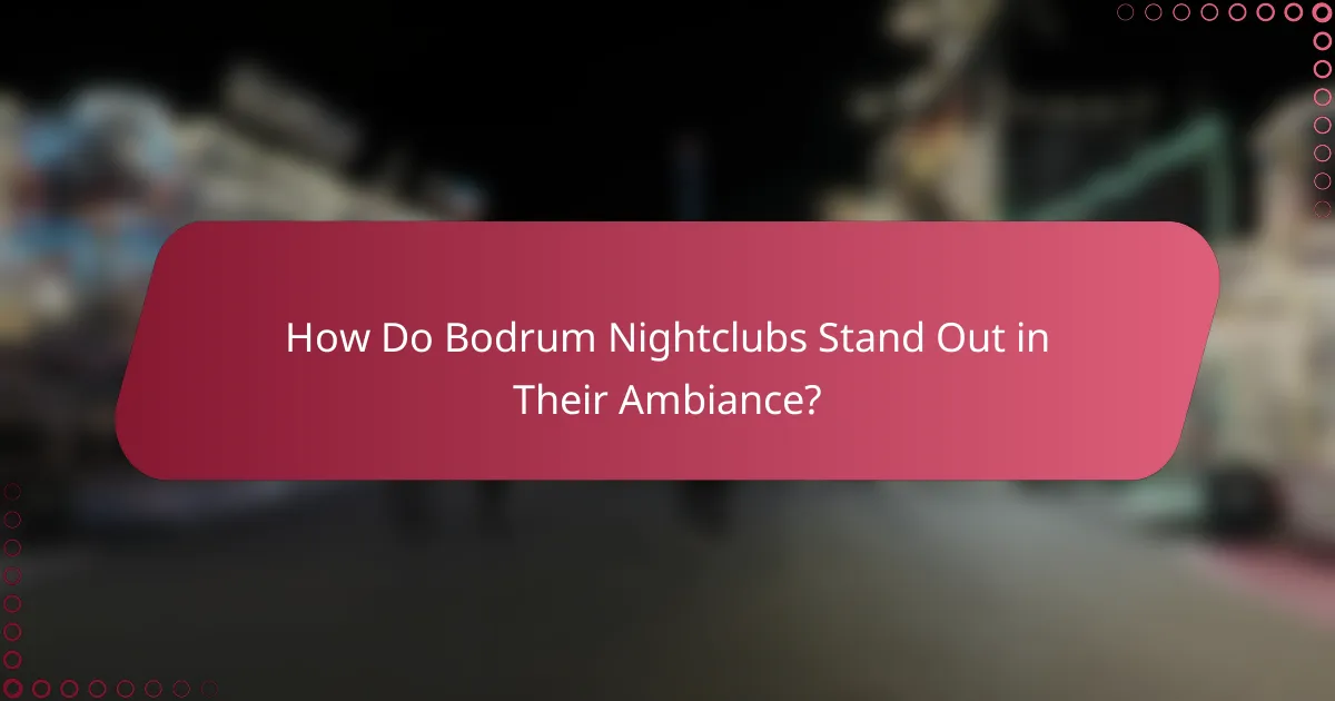 How Do Bodrum Nightclubs Stand Out in Their Ambiance?