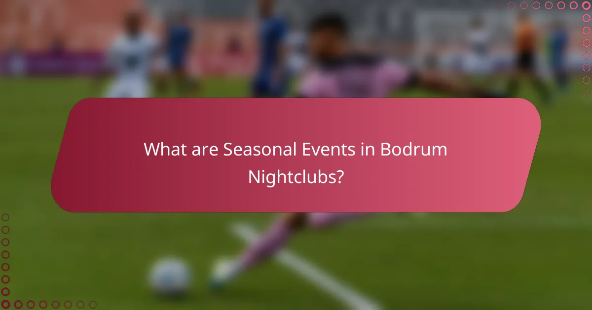 What are Seasonal Events in Bodrum Nightclubs?