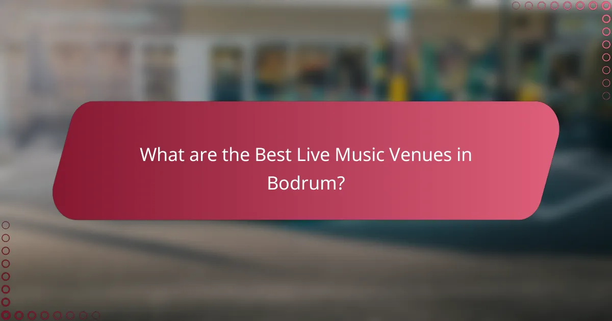 What are the Best Live Music Venues in Bodrum?