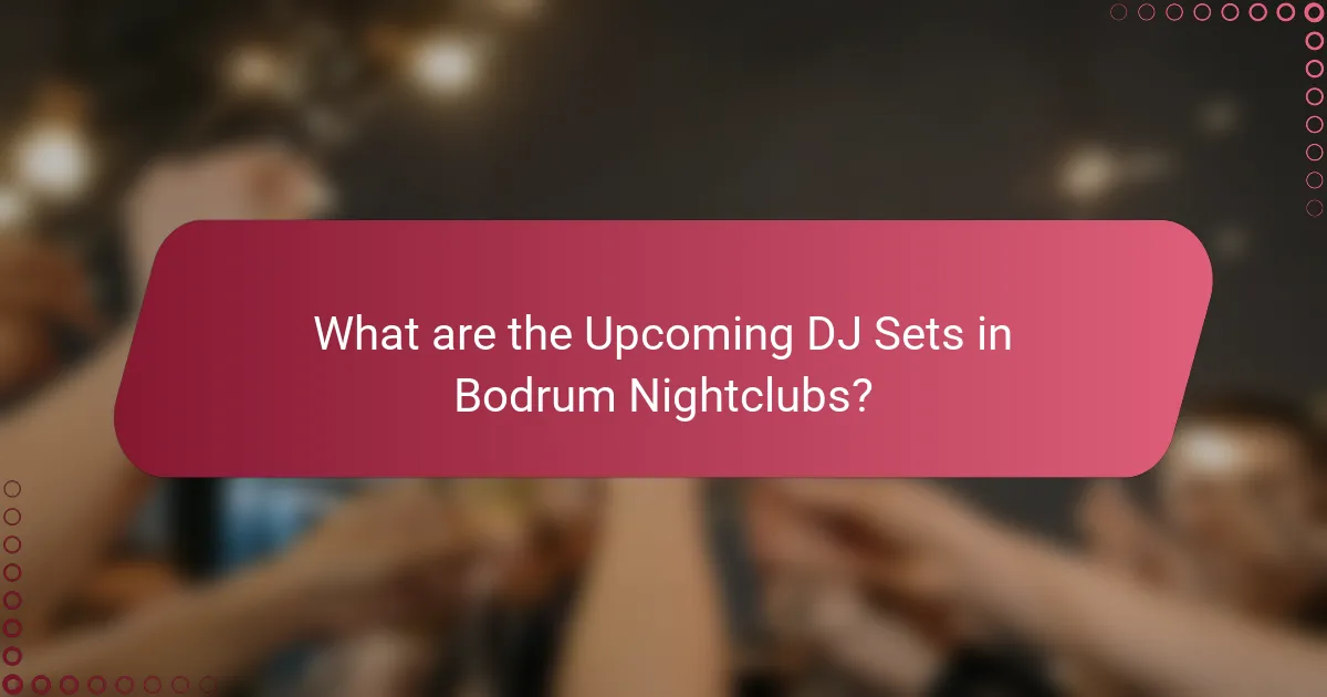 What are the Upcoming DJ Sets in Bodrum Nightclubs?